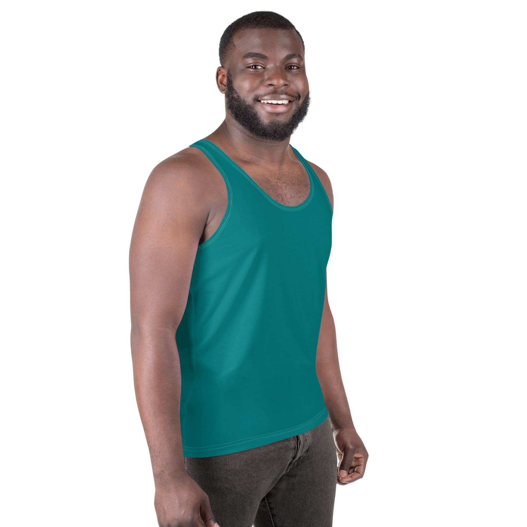 Mens Stretch Fit Tank Top - Dark Teal Green-2