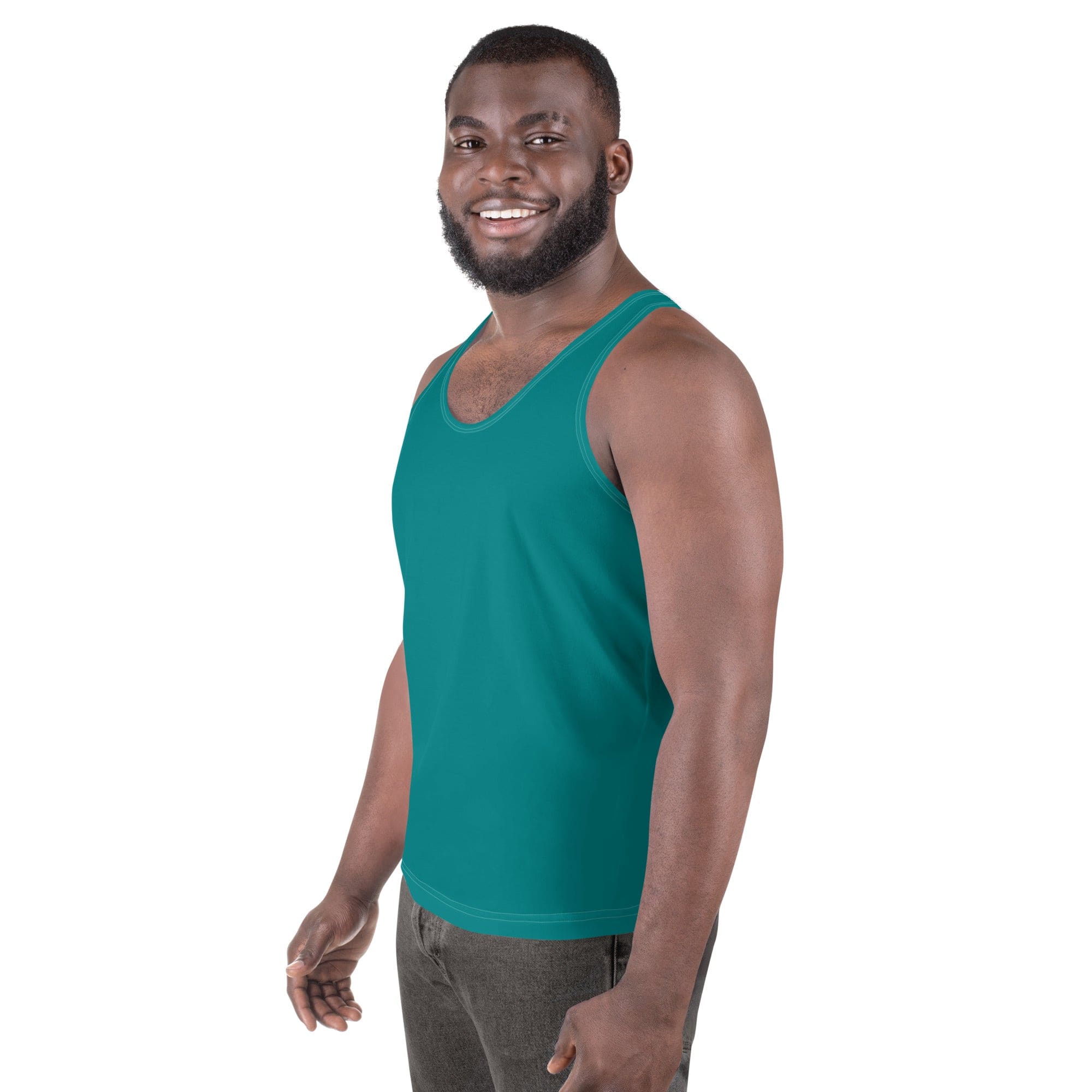 Mens Stretch Fit Tank Top - Dark Teal Green-1