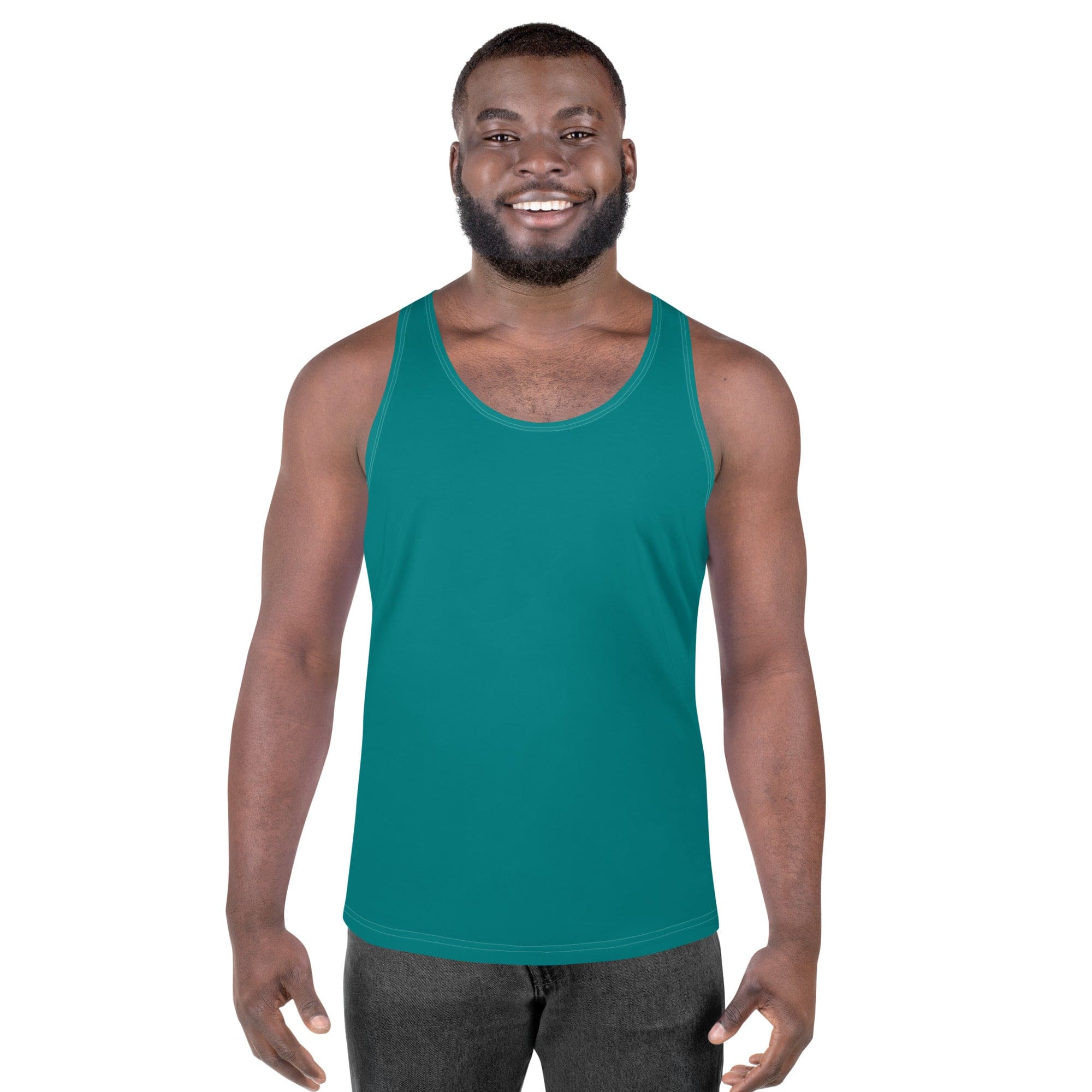 Mens Stretch Fit Tank Top - Dark Teal Green-0