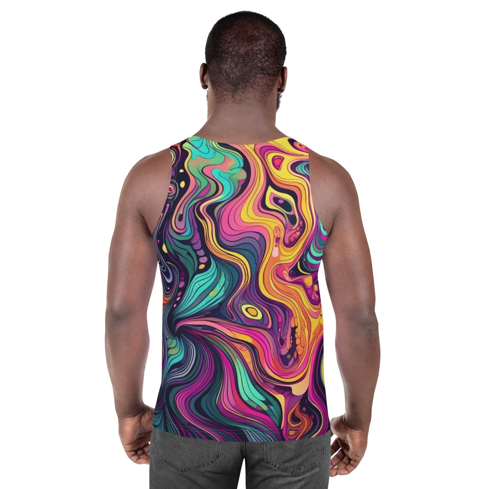 Mens Stretch Fit Tank Top - Vibrant Psychedelic Kaleidoscope Boho-3