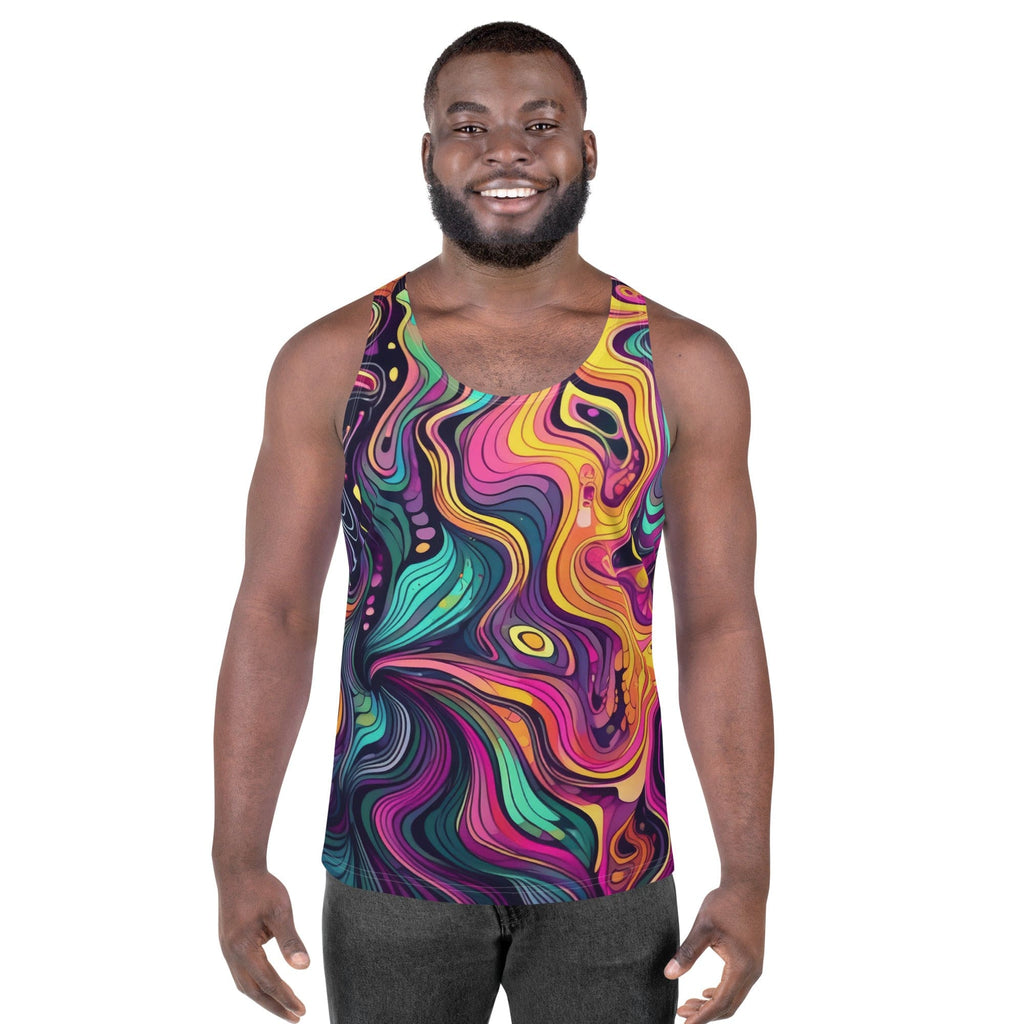 Mens Stretch Fit Tank Top - Vibrant Psychedelic Kaleidoscope Boho-0