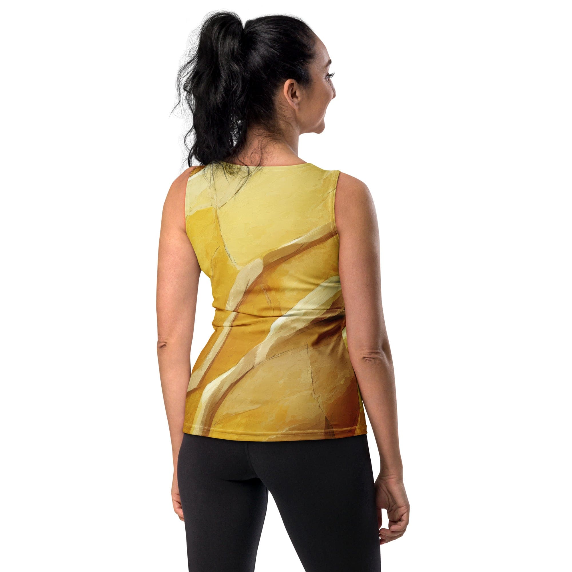 Womens Stretch Fit Tank Top - Rustic Yellow Stone Print-1