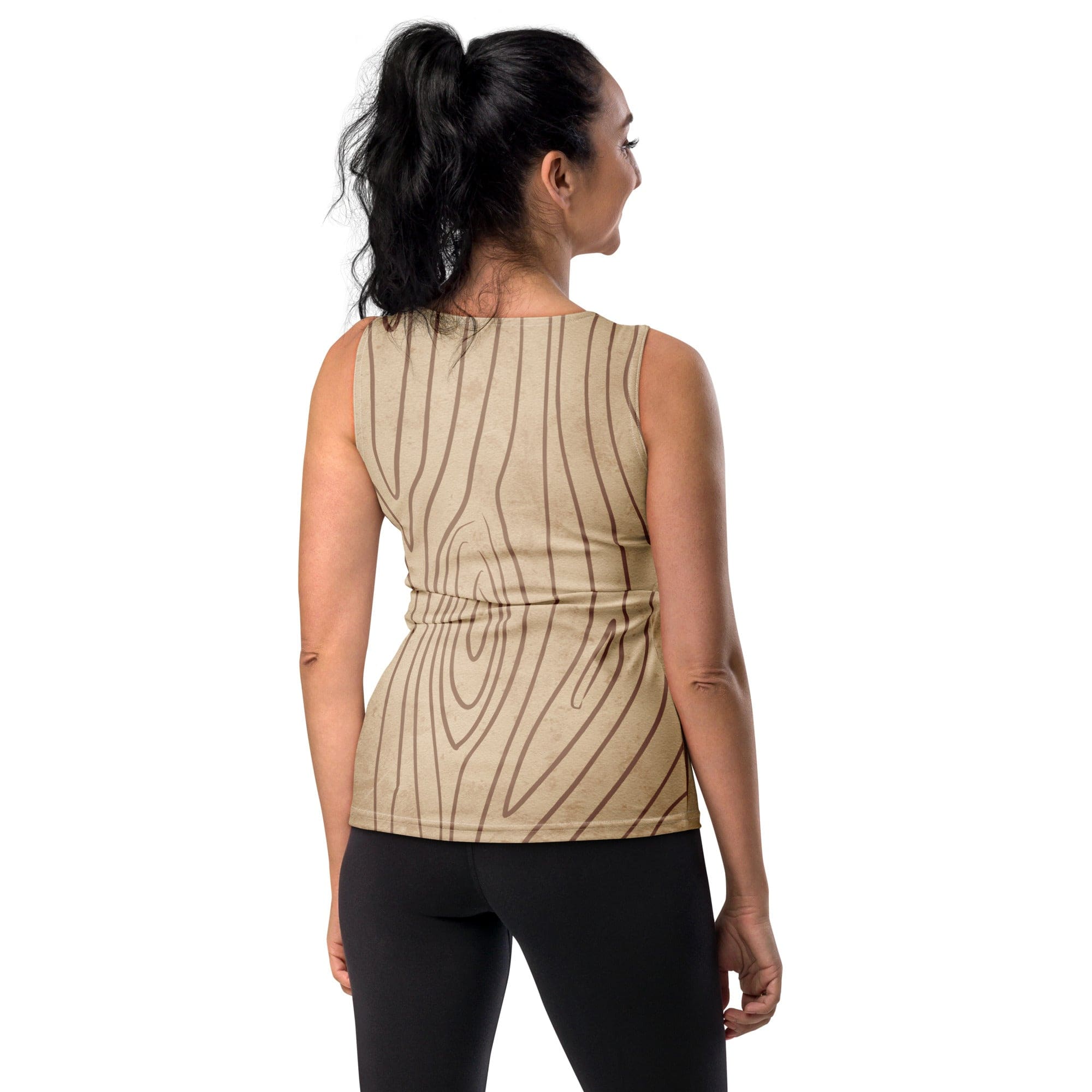 Womens Stretch Fit Tank Top - Beige Brown Tree Sketch Lines-1