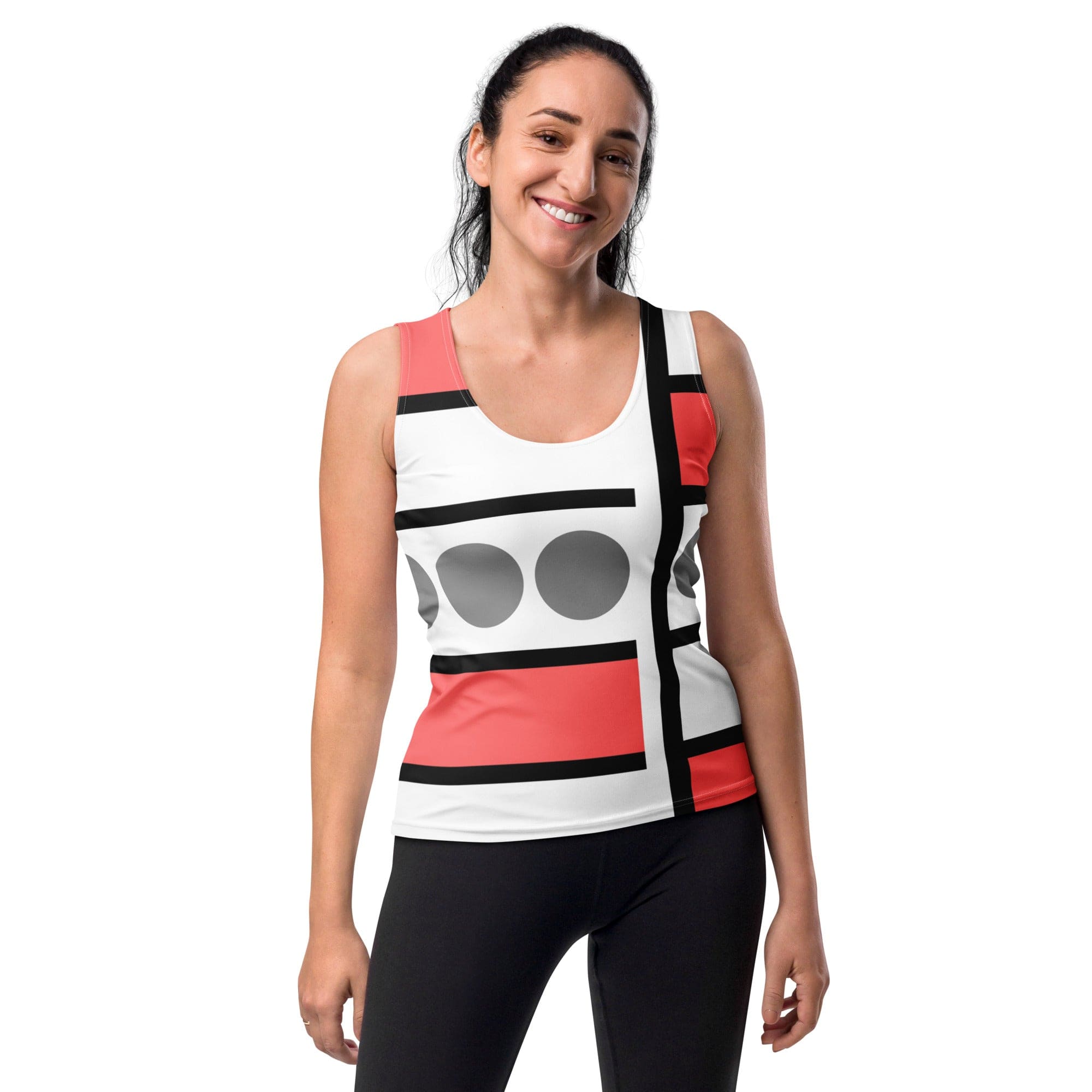 Womens Stretch Fit Tank Top - Pale Red Print-0