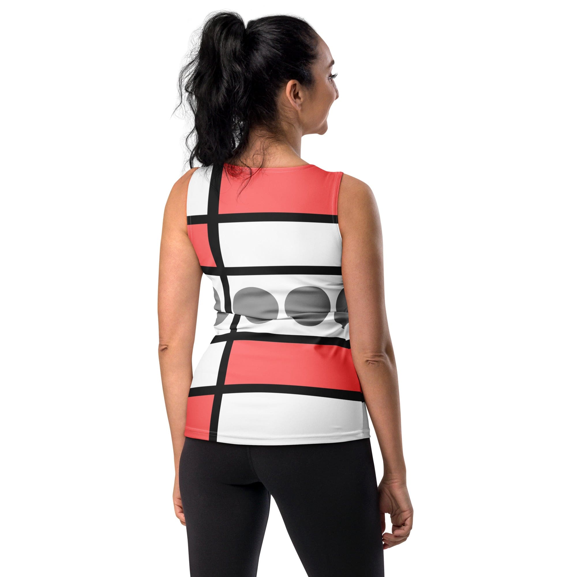 Womens Stretch Fit Tank Top - Pale Red Print-1