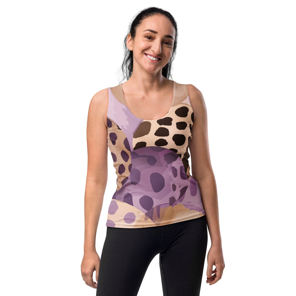Womens Stretch Fit Tank Top - Purple Lavender Spotted Print-0