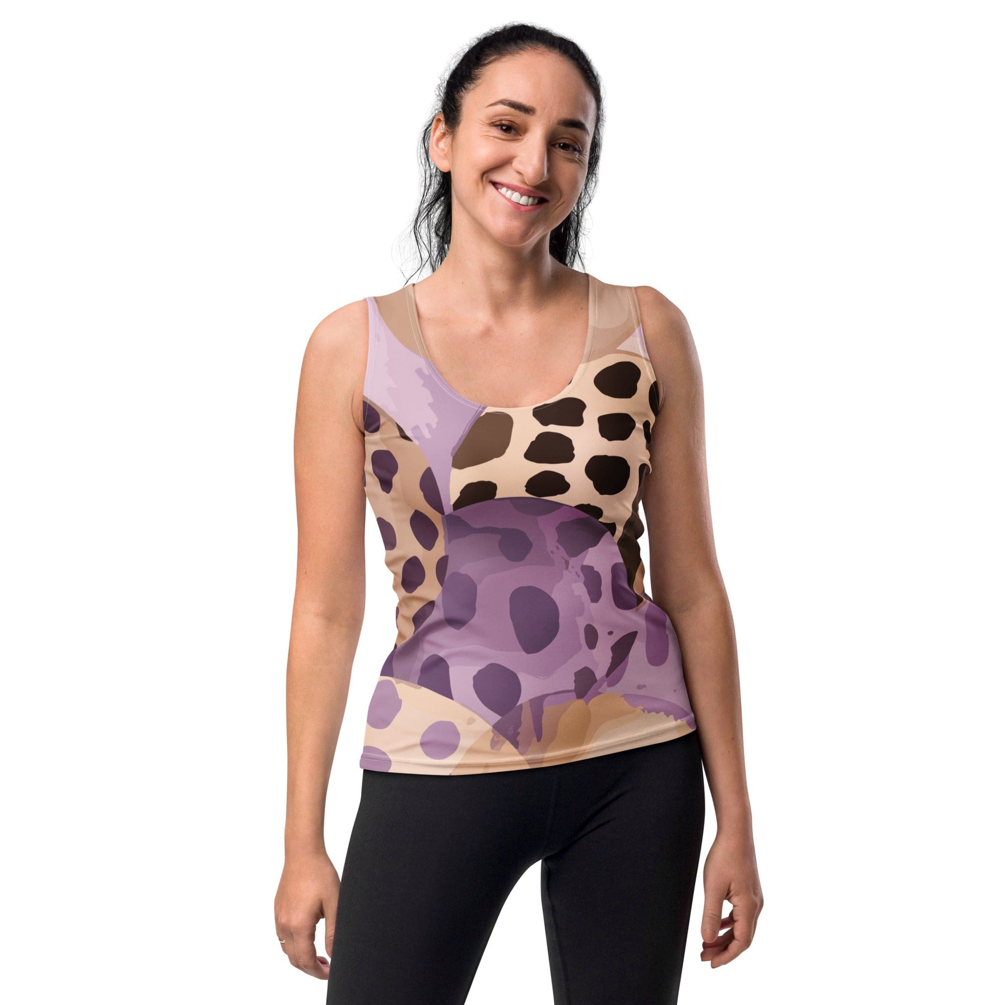 Womens Stretch Fit Tank Top - Purple Lavender Spotted Print-0
