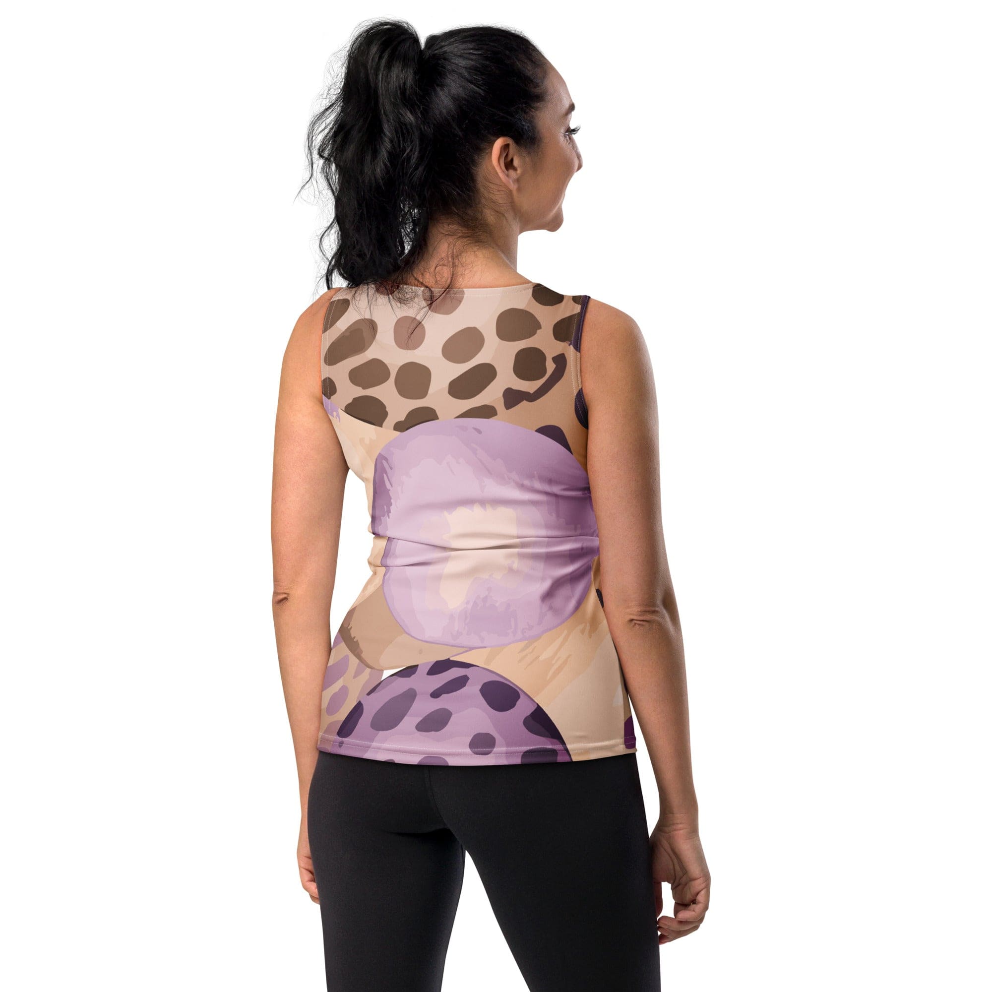 Womens Stretch Fit Tank Top - Purple Lavender Spotted Print-1