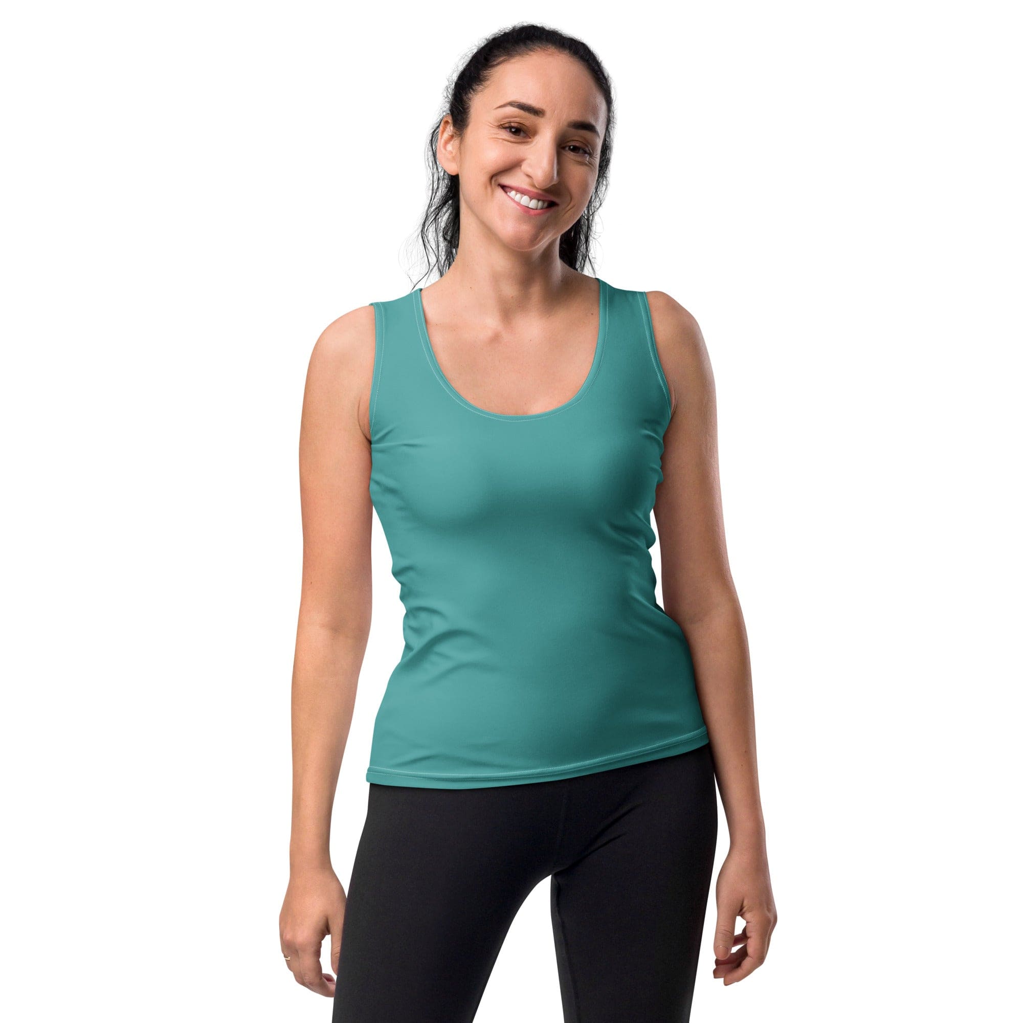 Womens Stretch Fit Tank Top - Teal Green-0